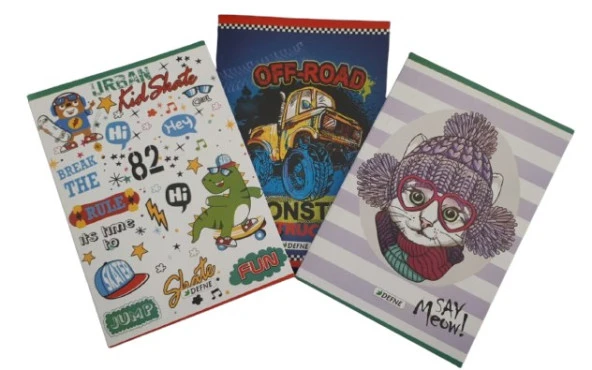 Karton Kapak A5 40 Yaprak Kareli Okul Defteri 6 Adet - 2