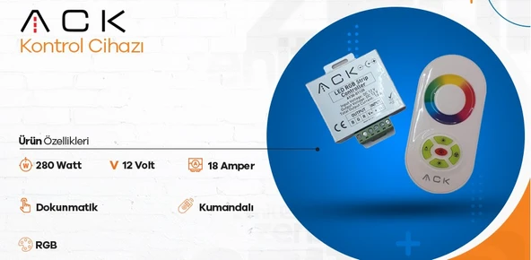Ack Kontrol Cihazı Rgb Dokunmatik Kumandalı 12V 18A 280W Ay30-01120 - 2