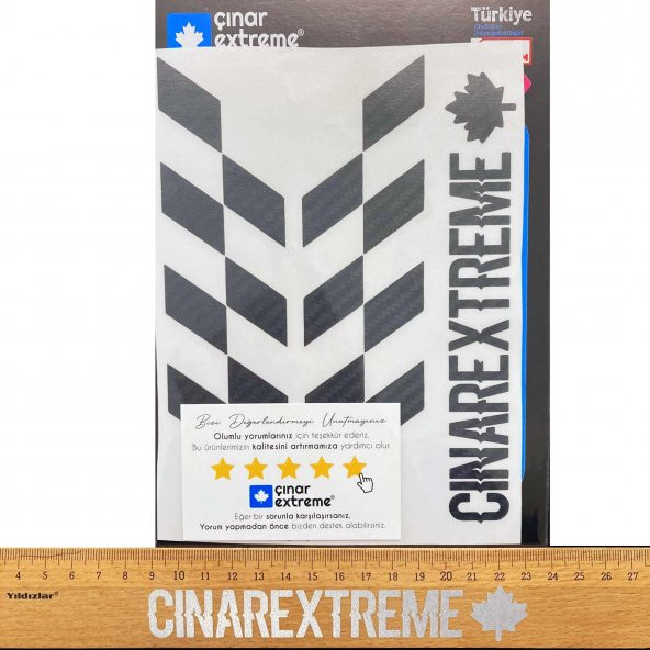 Siyah Karbon Fiber Dokulu Damalı Kask Motosiklet Sticker Takımı Çınar Extreme - 4