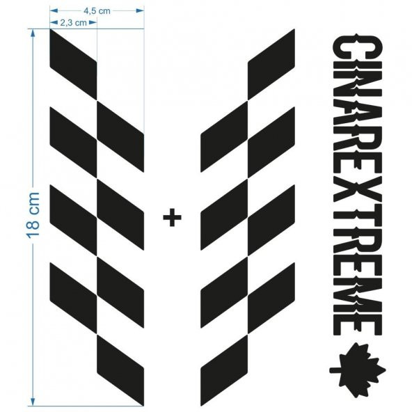 Siyah Karbon Fiber Dokulu Damalı Kask Motosiklet Sticker Takımı Çınar Extreme - 5