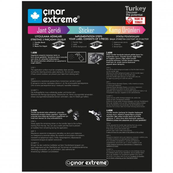 Siyah Karbon Fiber Dokulu Damalı Kask Motosiklet Sticker Takımı Çınar Extreme - 6