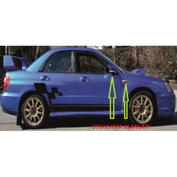 Subaru impreza Yan Aynalar Ve Çamurluk Yanı Damla Desen Bıçak Logo Arma Seti - 5