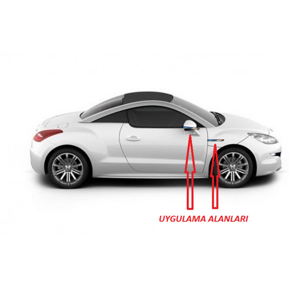 Peugeot RCZ Yan Aynalar Ve Çamurluk Yanı Damla Desen Bıçak Logo Arma Seti - 5