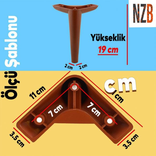 Lüks Mobilya Kanepe Sehpa TV Ünitesi Koltuk Ayağı 19 cm Ahşap Desenli Kahve Baza Ayak - 5