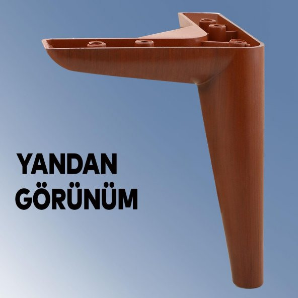 Lüks Mobilya Kanepe Sehpa TV Ünitesi Koltuk Ayağı 19 cm Ahşap Desenli Kahve Baza Ayak - 6