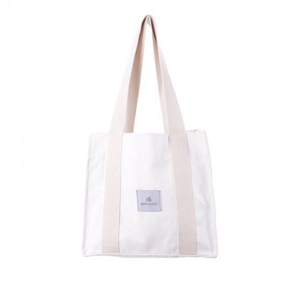 Doğal Beyaz Kumaş Bez Kol & Omuz Çantası Tote Bag Kanvas İş Spor Günlük Kot Jean Model Yazlık 32x28
