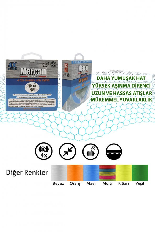 Mercan Platinum PE 4X Örgü İp 300 m Makara Misina - 2