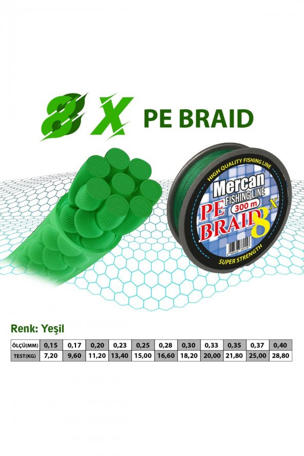 PE Braıd 8X 300 m. 1X1 Yeşil Makara Mis. - 2