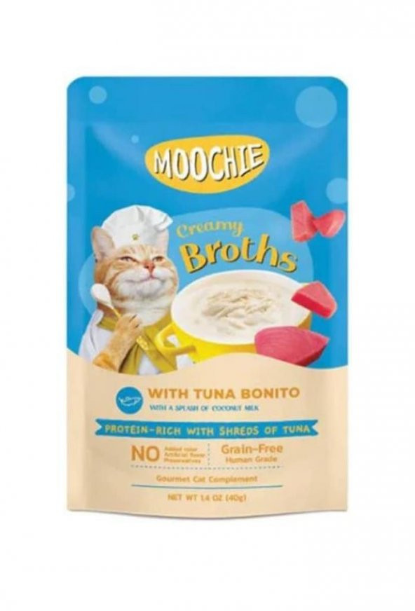 Moochie Parça Ton Balıklı Ve Midyeli Tahılsız Kedi Çorbası 40gr