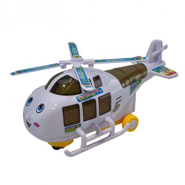 Oyuncak Helikopter Işıklı Sesli Beyaz Sevimli Helikopter 23 CM