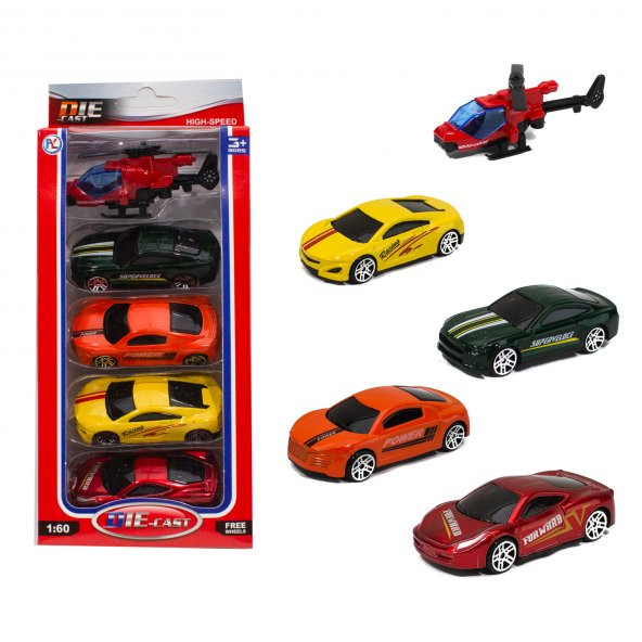 1:60 Ölçek Metal Model Arabalar 5Li Set 7 Cm