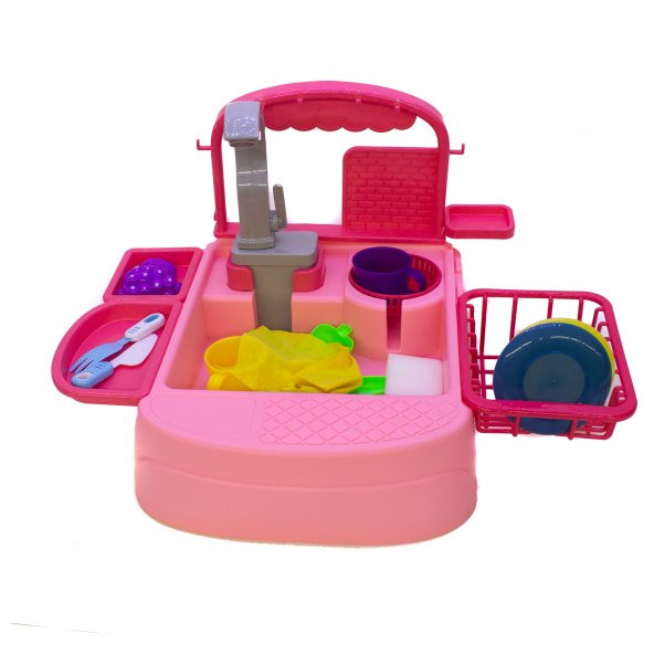 Oyuncak Mutfak Lavabo Modern Mutfak Sulu Çalışan Set Pembe