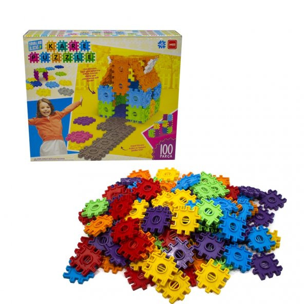 Oyuncak Kare Puzzle 100 Parça Şekilden Şekile Giren Kareler