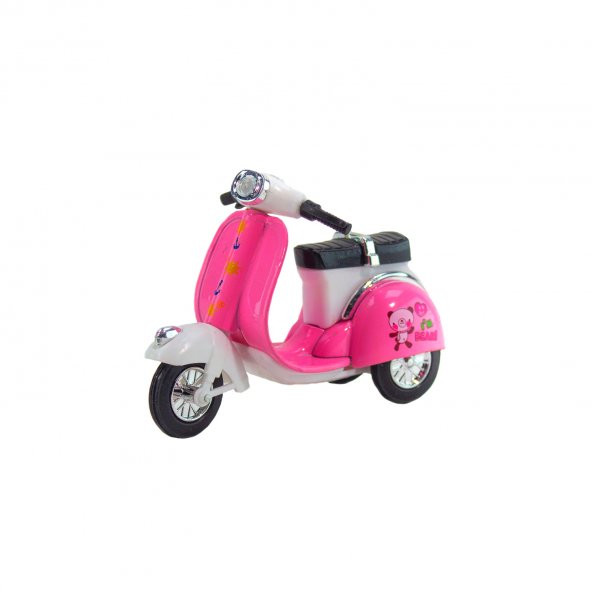 Oyuncak Scooter Motosiklet Metal Çek Bırak Pembe 12 Cm