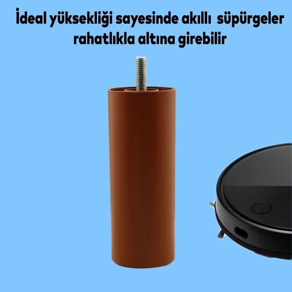 Mobilya Kanepe Koltuk Baza Yükseltme Yükseltici M8 Civatalı Incediş Destek Ayağı Ayakları Kahve 12cm - 6