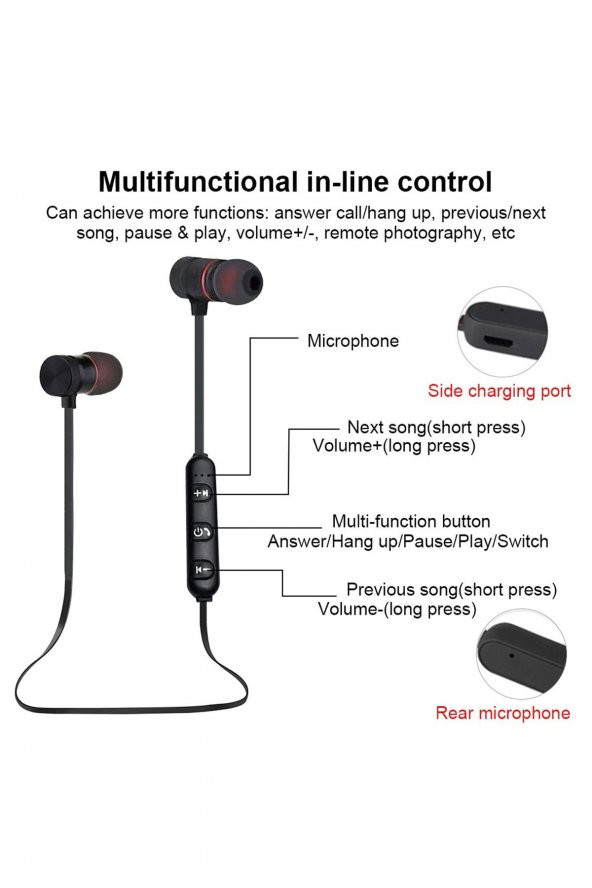 Xiaomi Redmi Note 8, 8t, 8 Pro Uyumlu Boyundan Asmalı Sport Mikrofonlu Bluetooth Kulaklık