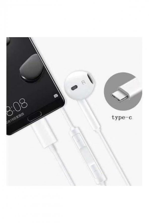 Tc-01 Typ-c To Stereo Earphone Kablolu Kulaklık Beyaz
