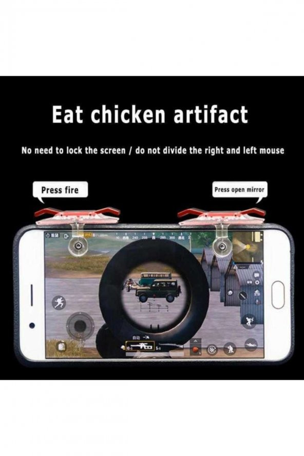 Pubg Mobile E9 Oyun Aparatı Tetikli Ateş Etme Tuşlu L1 R1 Clipsli Şeffaf Oyun Konsolu - 3