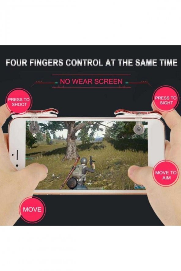 Pubg Mobile E9 Oyun Aparatı Tetikli Ateş Etme Tuşlu L1 R1 Clipsli Şeffaf Oyun Konsolu - 4