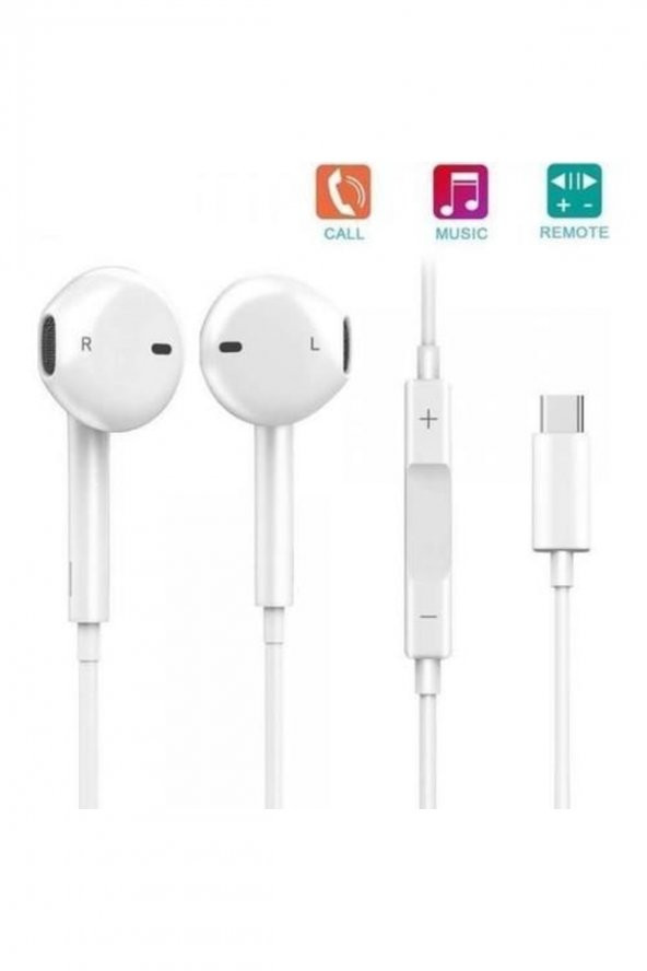 Tc-01 Typ-c To Stereo Earphone Kablolu Kulaklık Beyaz - 2