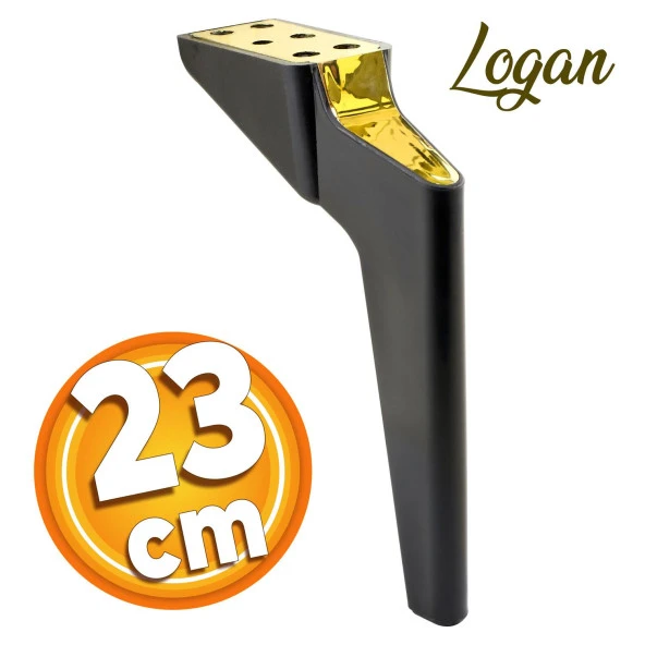 Logan Lüks Mobilya Kanepe Sehpa TV Ünitesi Koltuk Ayağı 23 cm Siyah Gold Baza Ayak