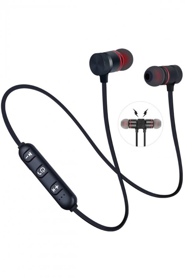 Universal Tüm Telefonlara Uyumlu Siyah Bluetooth Kulak Içi Kulaklık Mikrofonlu Spor Kulaklığı