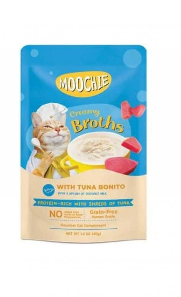 Moochie Parça Ton Balığı Ve Palamutlu Tahılsız Kedi Çorbası 40gr