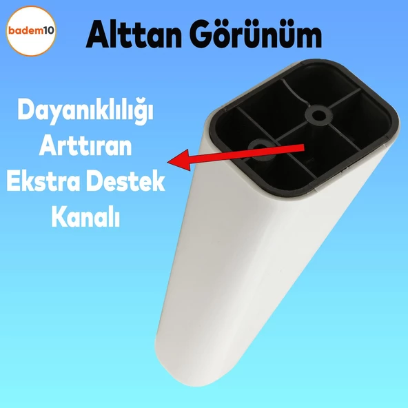 Linden Lüks Mobilya Kanepe Sehpa Tv Ünitesi Berjer Koltuk Ayağı 14 Cm Beyaz Oval Baza Ayakları - 3