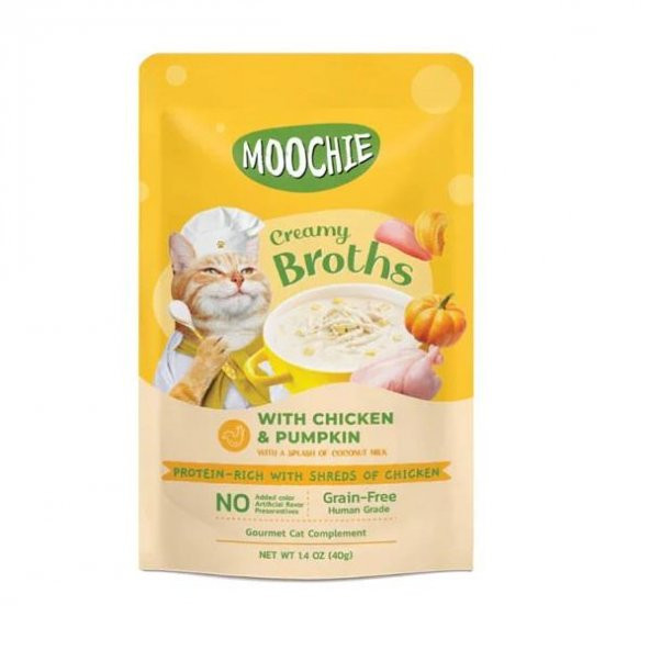 Moochie Parça Tavuk Etli Ve Balkabaklı Tahılsız Kedi Çorbası 40gr - 1