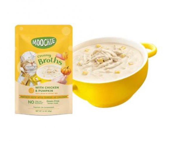 Moochie Parça Tavuk Etli Ve Balkabaklı Tahılsız Kedi Çorbası 40gr - 4