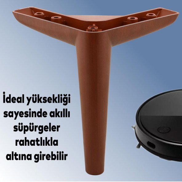 Lüks Mobilya Kanepe Sehpa TV Ünitesi Koltuk Ayağı 17 cm Ahşap Desenli Kahve Baza Ayak - Resim 3