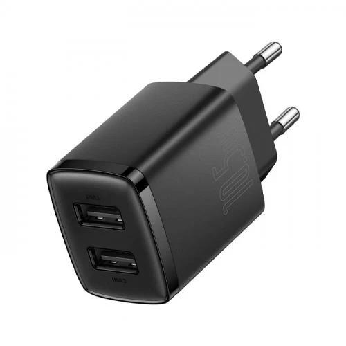 Baseus 10.5W 2 USB Girişli Şarj Adaptörü, Akım Korumalı, Isınmaz, Telefon, Tablet Şarj Adaptörü