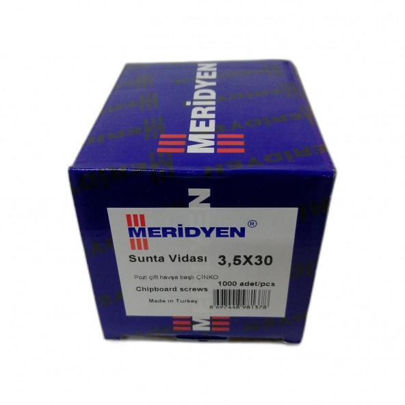 meridyen 3.5x30 sunta vidası çinko 1000'li paket ürün görseli 1