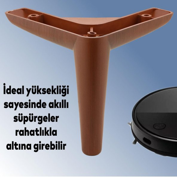 Lüks Mobilya Kanepe Sehpa TV Ünitesi Koltuk Ayağı 14 cm Ahşap Desenli Kahve Baza Ayak - 2