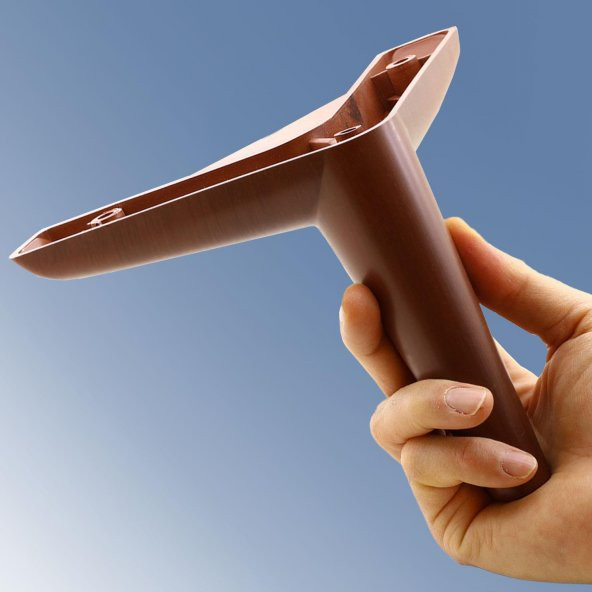 Lüks Mobilya Kanepe Sehpa TV Ünitesi Koltuk Ayağı 14 cm Ahşap Desenli Kahve Baza Ayak - 3