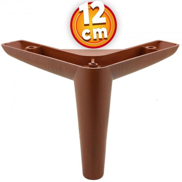 Lüks Mobilya Kanepe Sehpa TV Ünitesi Koltuk Ayağı 12 cm Ahşap Desenli Kahve Baza Ayak ürün görseli