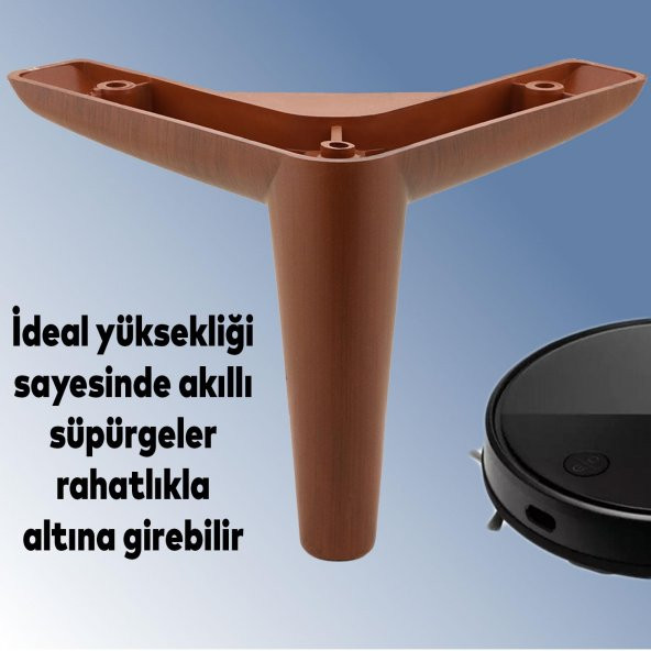 Lüks Mobilya Kanepe Sehpa TV Ünitesi Koltuk Ayağı 12 cm Ahşap Desenli Kahve Baza Ayak - Resim 3