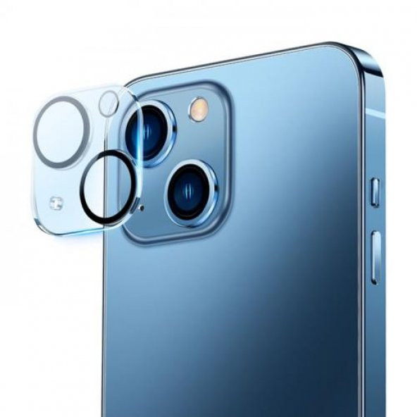 Baseus 2 Adet İPhone 14-14 Plus ile Uyumlu Ful Kaplama Kamera Lens Koruyucu, 0.3MM Tempered Koruyucu