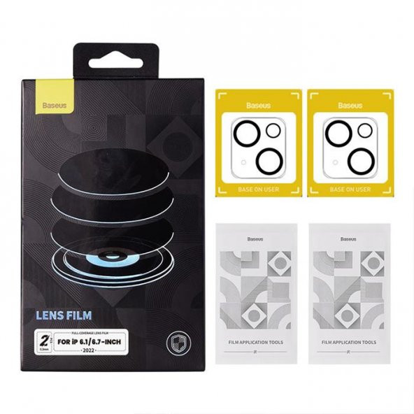 Baseus 2 Adet İPhone 14-14 Plus ile Uyumlu Ful Kaplama Kamera Lens Koruyucu, 0.3MM Tempered Koruyucu - 5