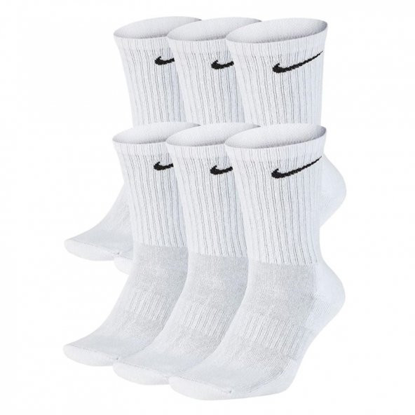 Nike Everyday Cush Crew Beyaz 6lı Çorap SX7666-100