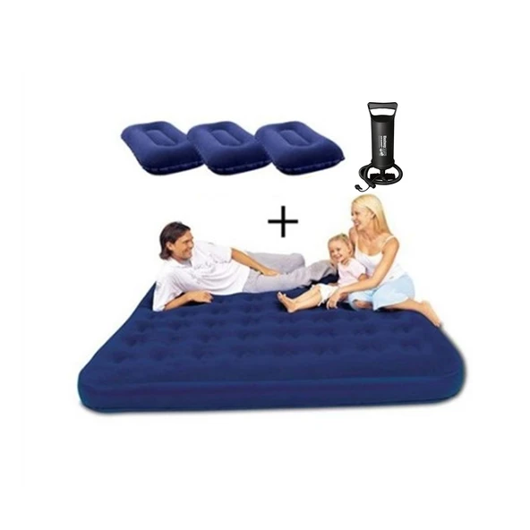 Üç Kişilik Şişme Yatak   3 Yastık   Pompa BW122