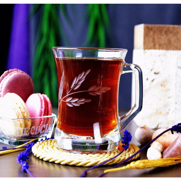 DECOCIA K40 2Lİ CAM KUPA 225CC SÜRGÜN DESENLİ - Resim 2