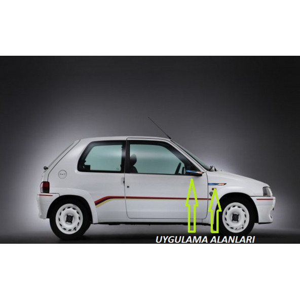 Peugeot 106 107 Yan Aynalar Ve Çamurluk Yanı Damla Desen Bıçak Logo Arma Seti - 5