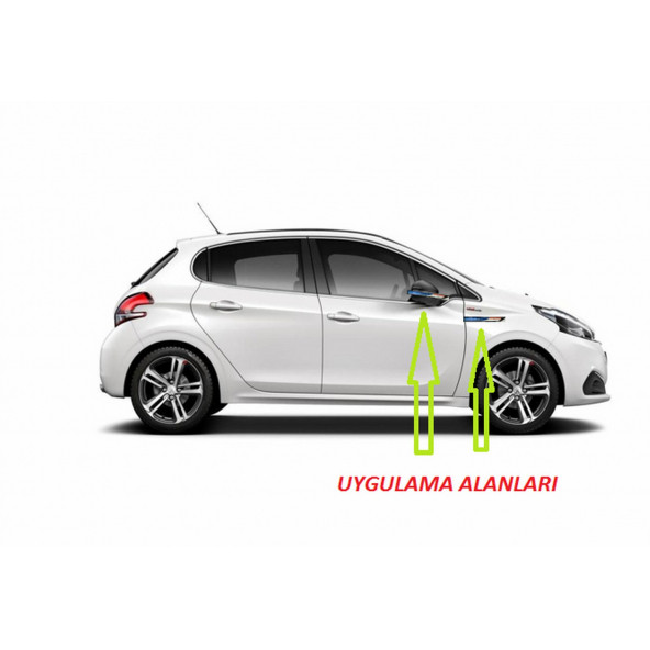 Peugeot 206 207 208 Yan Aynalar Ve Çamurluk Yanı Damla Desen Bıçak Logo Arma Seti - 5