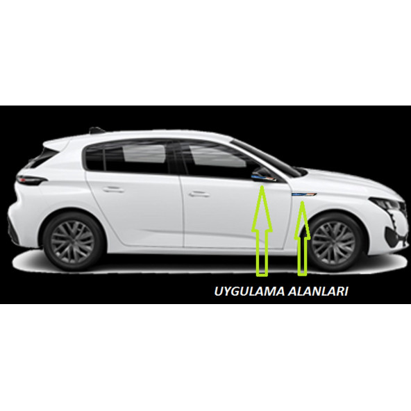 Peugeot 307 308 Yan Aynalar Ve Çamurluk Yanı Damla Desen Bıçak Logo Arma Seti - Resim 5
