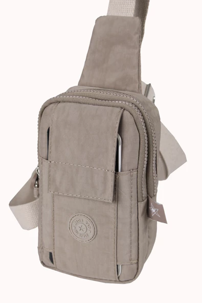 M 229 Mega Bag Krinkıl Kumaş Unisex Küçük Omuz, Göğüs Askılı Çanta, Telefonluk - 4