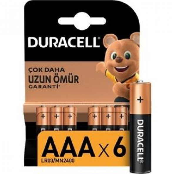 Duracell Alkalin AAA İnce Kalem Piller, 6lı Paket