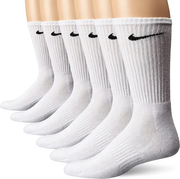 Nike Everyday Cotton Cushioned Crew Beyaz 6lı Çorap SX5172-100