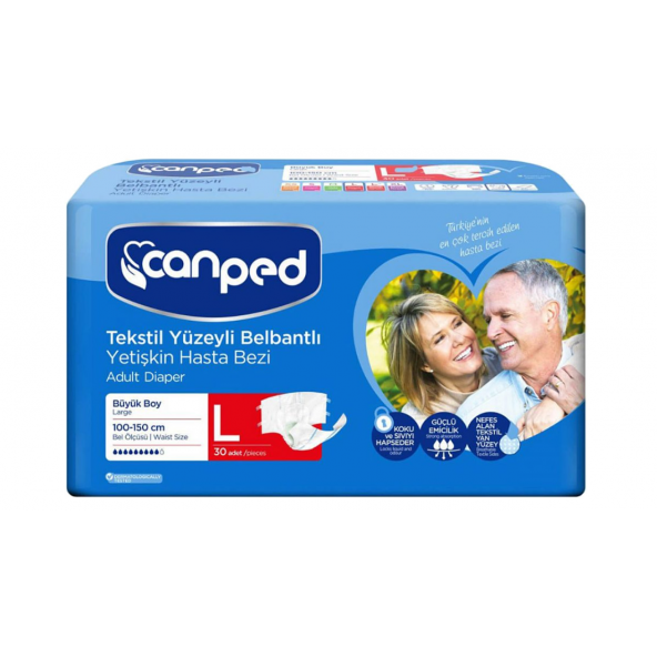 Canped Tekstil Yüzey Belbantlı Hasta Bezi Large 30lu