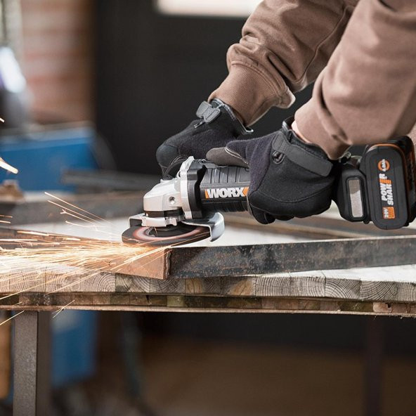 WORX WX813 20Volt 4.0Ah. Li-ion Tek Akülü 115mm Kömürsüz Profesyonel Şarjlı Avuç Taşlama - 8